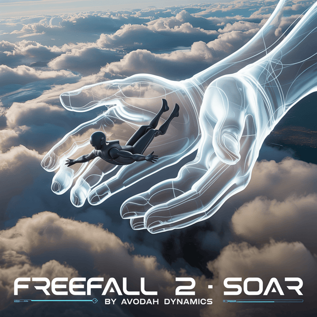 Freefall 2 Soar EP cover art, featuring high-energy, visionary design for Christian EDM and instrumental worship music.