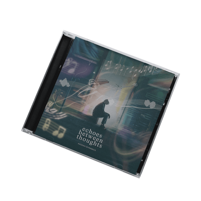 Echoes Between Thoughts CD and eBook bundle, featuring minimal, emotive design for instrumental Christian music and mental clarity tools