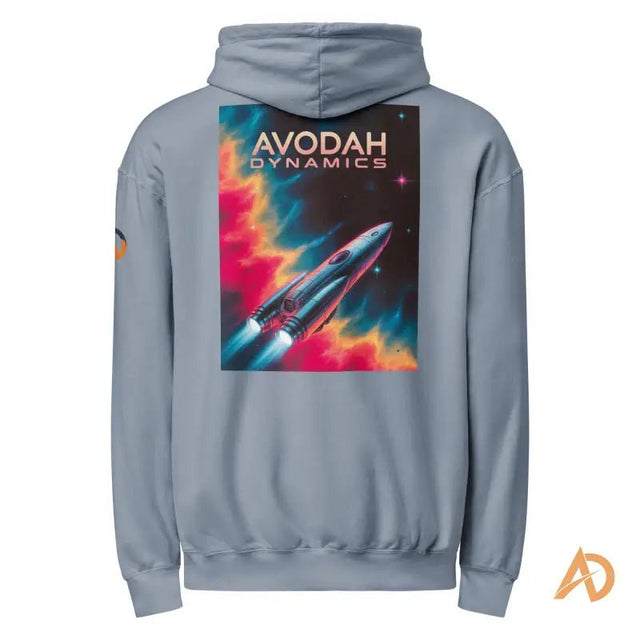 The Faith Over Fear Galaxy Edition Hoodie featuring bold "Faith" text and a galactic spaceship design on premium ring-spun cotton.