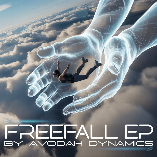 Freefall EP cover art, featuring a bold, high-velocity design for cinematic EDM and instrumental faith-based music.